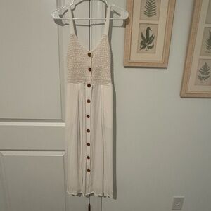 Jessica Simpson Cream Button-Front Midi Dress